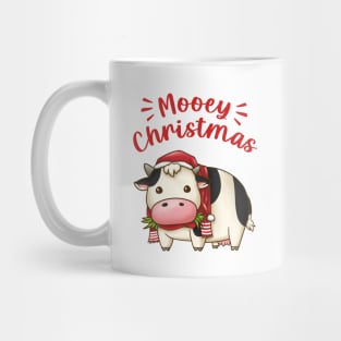 Mooey Christmas Cow in Santa Hat Mug